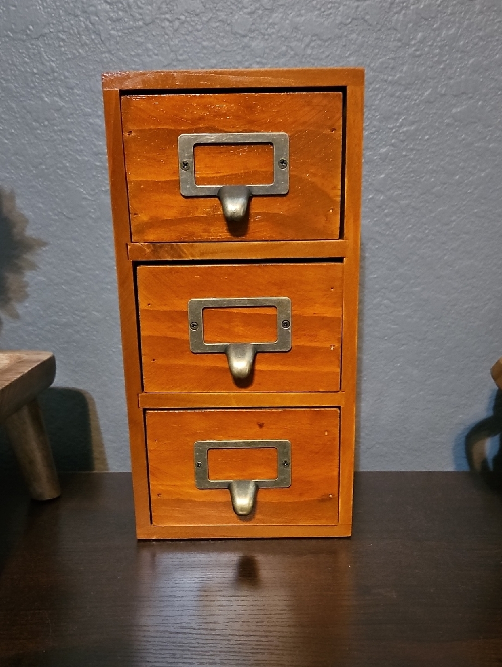 Rustic Wooden 3-Drawer  Organizer - Warm Honey Brown